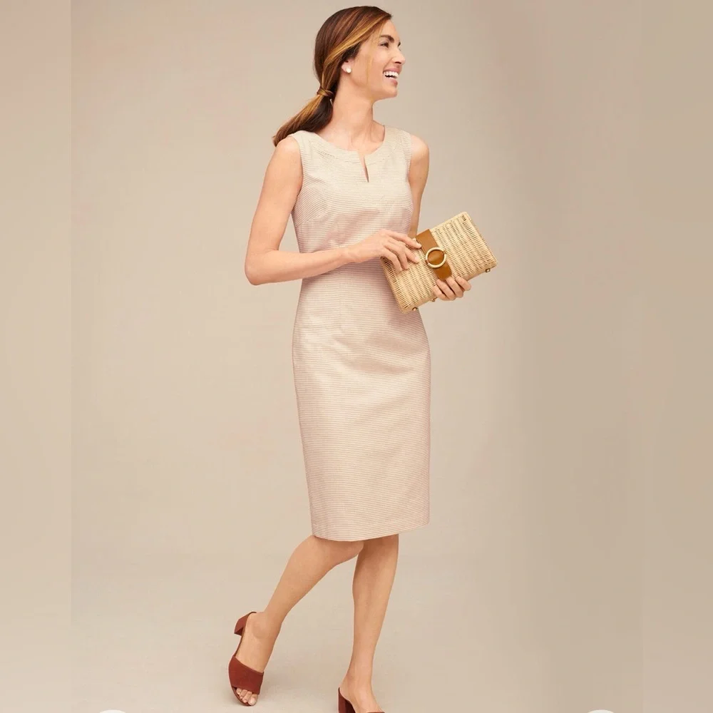 Talbots BISCAY FRESH STRIPE SHEATH DRESS SZ10P - Picture 2 of 7